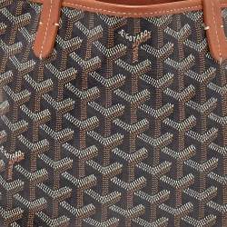 Pre Owned Goyard Black/Tan Goyardine Coated Canvas and Leather Anjou Mini Bag