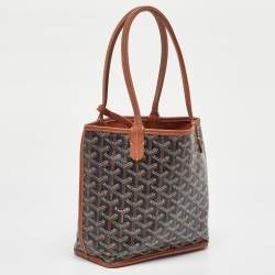 Pre Owned Goyard Black/Tan Goyardine Coated Canvas and Leather Anjou Mini Bag