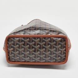 Pre Owned Goyard Black/Tan Goyardine Coated Canvas and Leather Anjou Mini Bag