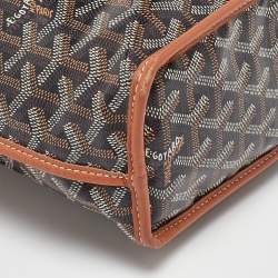 Pre Owned Goyard Black/Tan Goyardine Coated Canvas and Leather Anjou Mini Bag