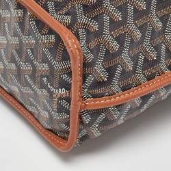 Pre Owned Goyard Black/Tan Goyardine Coated Canvas and Leather Anjou Mini Bag
