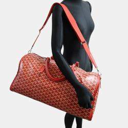 Goyard Red Goyardine Coated Canvas Croisjour 55 Boston Bag