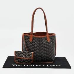 Pre Owned Goyard Black/Brown Goyardine Coated Canvas and Leather Anjou Mini Tote