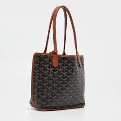 Pre Owned Goyard Black/Brown Goyardine Coated Canvas and Leather Anjou Mini Tote