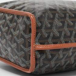 Pre Owned Goyard Black/Brown Goyardine Coated Canvas and Leather Anjou Mini Tote