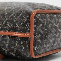 Pre Owned Goyard Black/Brown Goyardine Coated Canvas and Leather Anjou Mini Tote