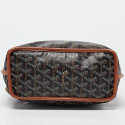 Pre Owned Goyard Black/Brown Goyardine Coated Canvas and Leather Anjou Mini Tote