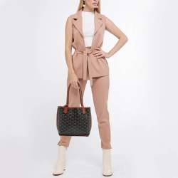 Pre Owned Goyard Black/Brown Goyardine Coated Canvas and Leather Anjou Mini Tote
