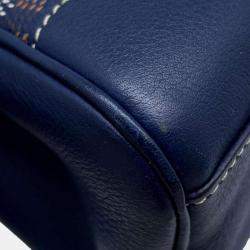 Goyard Navy Blue Pvc Coated Canvas/Leather/Wood Mini Saigon Shoulder Bag
