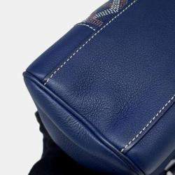 Goyard Navy Blue Pvc Coated Canvas/Leather/Wood Mini Saigon Shoulder Bag