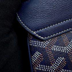 Goyard Navy Blue Pvc Coated Canvas/Leather/Wood Mini Saigon Shoulder Bag