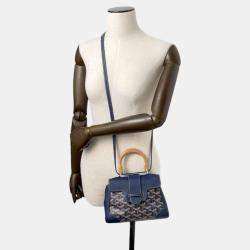 Goyard Navy Blue Pvc Coated Canvas/Leather/Wood Mini Saigon Shoulder Bag