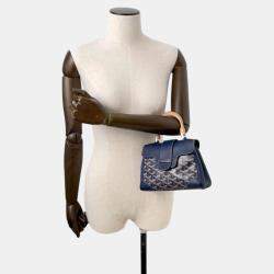 Goyard Navy Blue Pvc Coated Canvas/Leather/Wood Mini Saigon Shoulder Bag