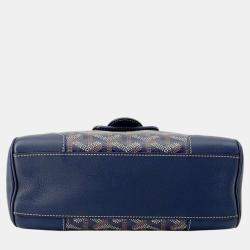 Goyard Navy Blue Pvc Coated Canvas/Leather/Wood Mini Saigon Shoulder Bag