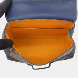 Goyard Navy Blue Pvc Coated Canvas/Leather/Wood Mini Saigon Shoulder Bag