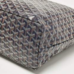 Pre Owned Goyard Navy Blue Goyardine Coated Canvas and Leather Heart Saint Louis PM Tote