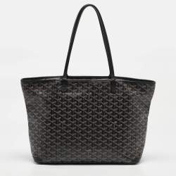 Pre Owned Goyard Black Goyardine Coated Canvas and Leather Artois MM Tote