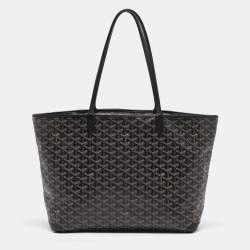 Pre Owned Goyard Black Goyardine Coated Canvas and Leather Artois MM Tote