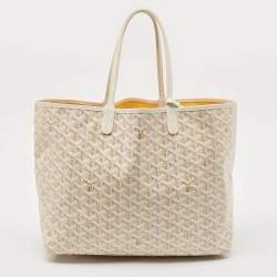 Pre Owned Goyard White/Yellow Goyardine Coated Canvas Saint Louis PM Tote
