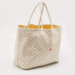 Pre Owned Goyard White/Yellow Goyardine Coated Canvas Saint Louis PM Tote
