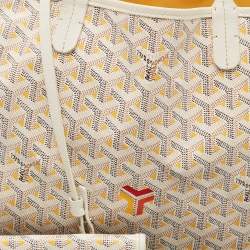 Pre Owned Goyard White/Yellow Goyardine Coated Canvas Saint Louis PM Tote