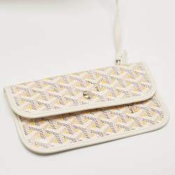 Pre Owned Goyard White/Yellow Goyardine Coated Canvas Saint Louis PM Tote