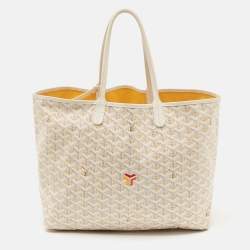 Pre Owned Goyard White/Yellow Goyardine Coated Canvas Saint Louis PM Tote