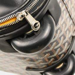 Goyard Black Leather and Canvas Rolling Trunk Suitcase Bag