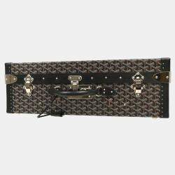Goyard Black Leather Trunk Luggage Suitcase