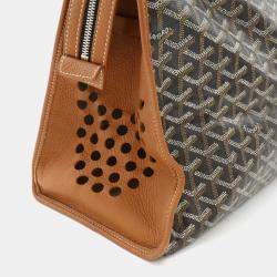 Goyard Black, Brown, White PVC and Leather Hardy PM Tote Bag