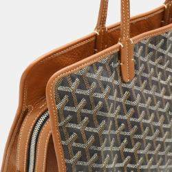 Goyard Black, Brown, White PVC and Leather Hardy PM Tote Bag