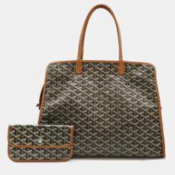 Goyard Black, Brown, White PVC and Leather Hardy PM Tote Bag