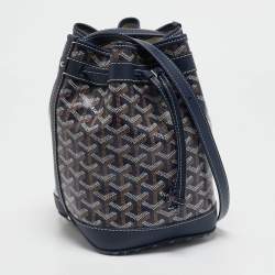 Goyard Navy Blue Goyardine Coated Canvas and Leather Petit Flot Bucket Bag
