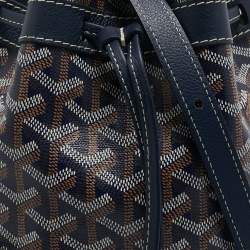 Goyard Navy Blue Goyardine Coated Canvas and Leather Petit Flot Bucket Bag