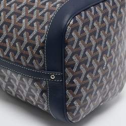 Goyard Navy Blue Goyardine Coated Canvas and Leather Petit Flot Bucket Bag