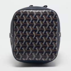 Goyard Navy Blue Goyardine Coated Canvas and Leather Petit Flot Bucket Bag
