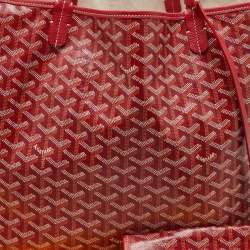 Pre Owned Goyard Red Goyardine Coated Canvas and Leather Saint Louis GM Tote