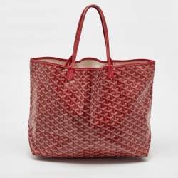 Pre Owned Goyard Red Goyardine Coated Canvas and Leather Saint Louis GM Tote