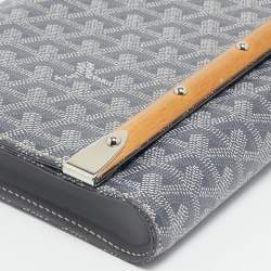 Pre Owned Goyard Grey Goyardine Coated Canvas Monte Carlo Bois Clutch