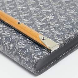Pre Owned Goyard Grey Goyardine Coated Canvas Monte Carlo Bois Clutch