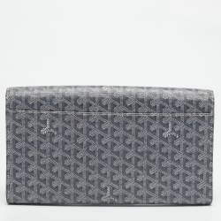 Pre Owned Goyard Grey Goyardine Coated Canvas Monte Carlo Bois Clutch