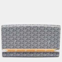 Pre Owned Goyard Grey Goyardine Coated Canvas Monte Carlo Bois Clutch
