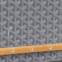 Pre Owned Goyard Grey Goyardine Coated Canvas Monte Carlo Bois Clutch
