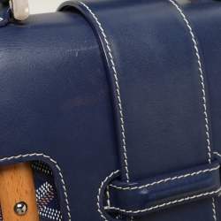Goyard Blue Coated Canvas and Leather PM Saigon Top Handle Bag