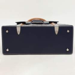 Goyard Blue Coated Canvas and Leather PM Saigon Top Handle Bag