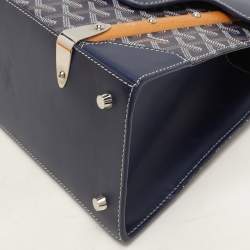 Goyard Blue Coated Canvas and Leather PM Saigon Top Handle Bag