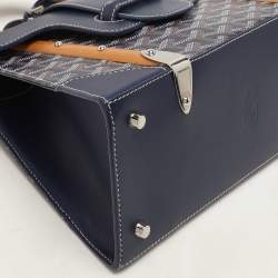 Goyard Blue Coated Canvas and Leather PM Saigon Top Handle Bag