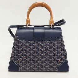 Goyard Blue Coated Canvas and Leather PM Saigon Top Handle Bag