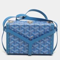 Goyard Blue Goyardine Coated Canvas and Leather Minaudière Trunk Bag