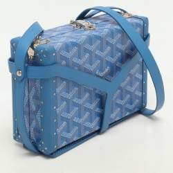 Goyard Blue Goyardine Coated Canvas and Leather Minaudière Trunk Bag